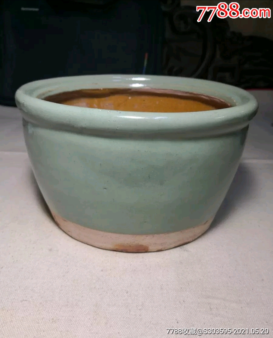 民国老绿釉罐