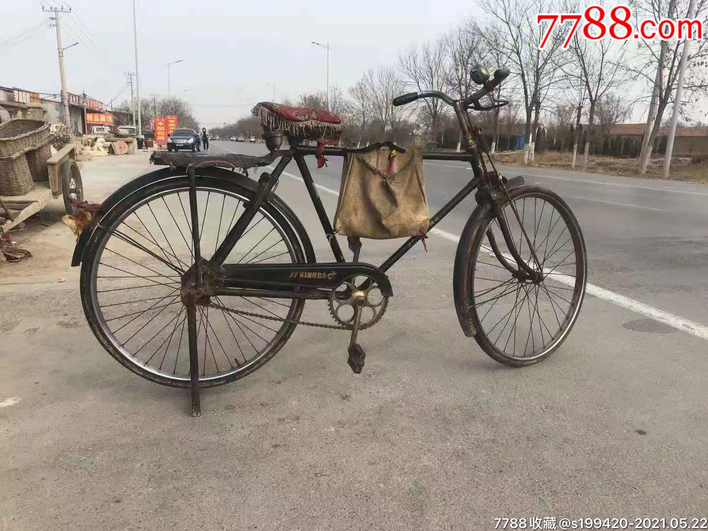 70年代中国青岛金鹿牌自行车完整原装正常使用包老
