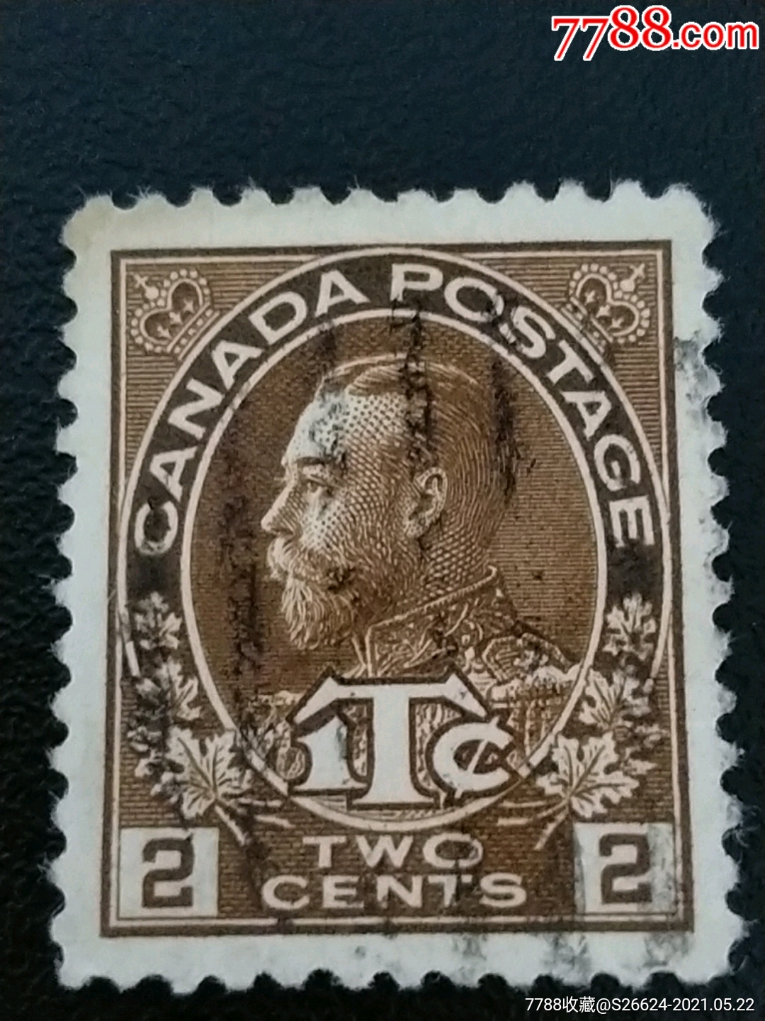 1916年加拿大战争税邮票乔治五世像雕刻版邮票1枚销