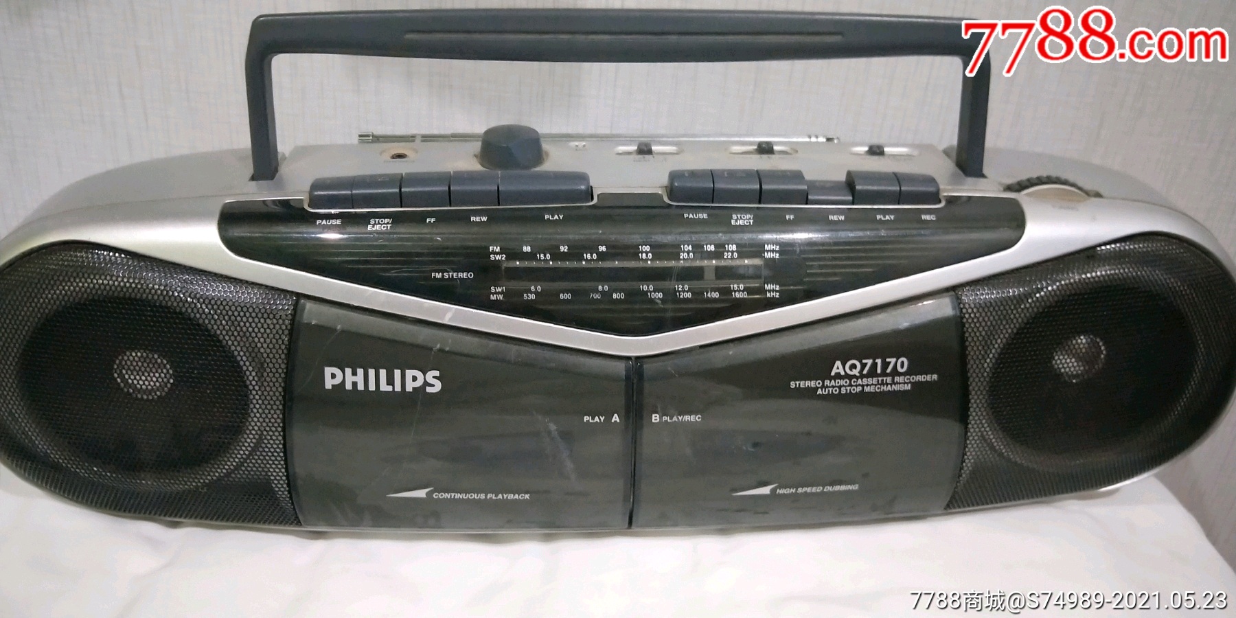 phiups飞利浦双卡录音机型号aq717093立体声收录机