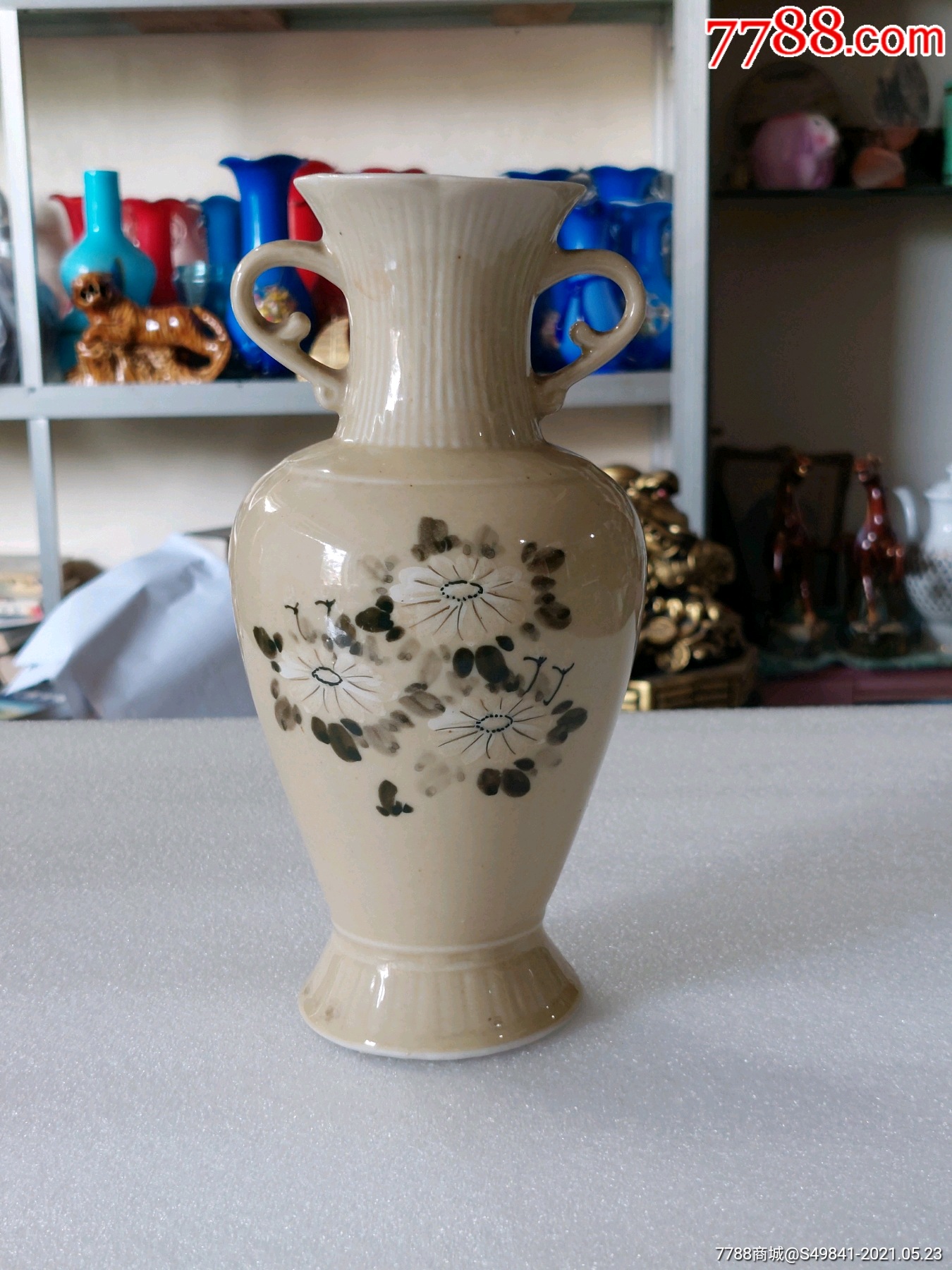精品50年代朝鲜高丽黄釉老瓷器花瓶