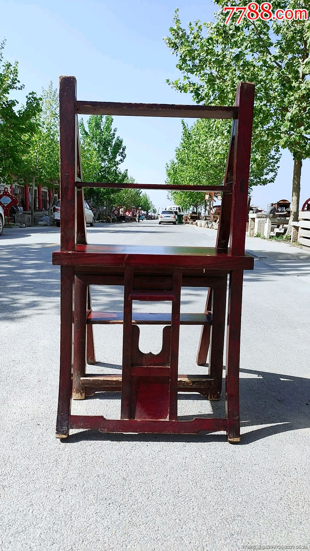 下乡收民国时期【榉木折叠椅也可做书架家庭用梯子】揿卯结构结实牢固