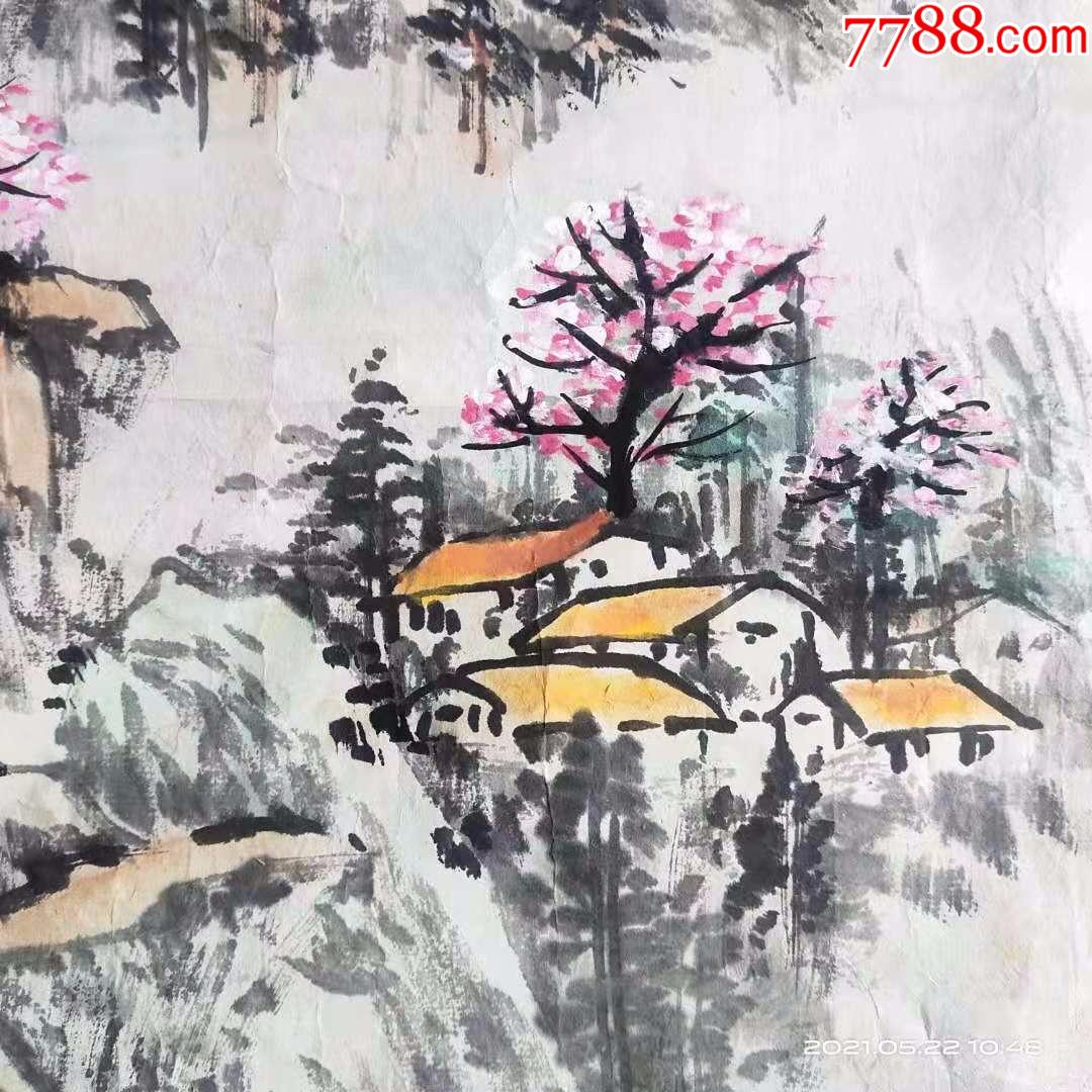 八十七岁老画家创作的山水画国画,江南春色,画的真是好啊,拍手