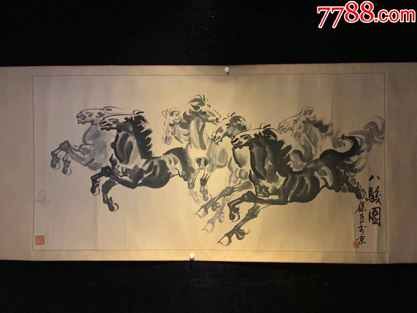 八骏图古董收藏民国清代老字画浮世绘画茶室书房2938_花鸟国画原作_第