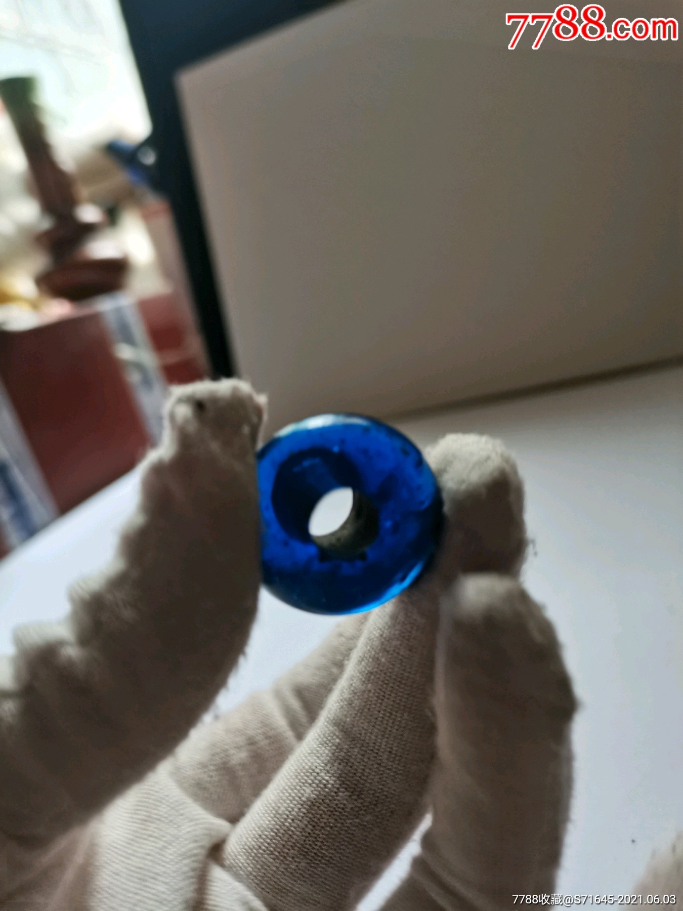 民国老琉璃算盘珠,颜色漂亮