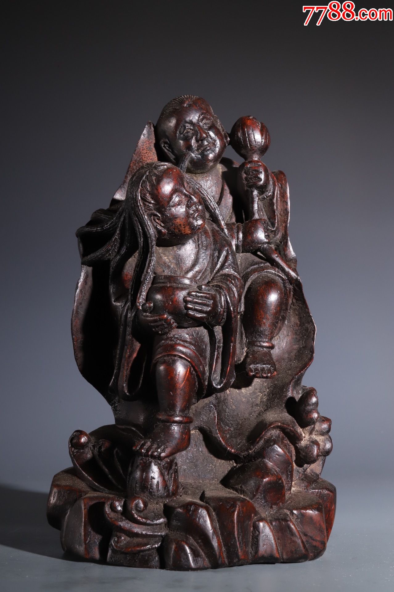 清代老沉香和合二仙摆件-价格:4000元-se80620799-木雕摆件-零售-7788