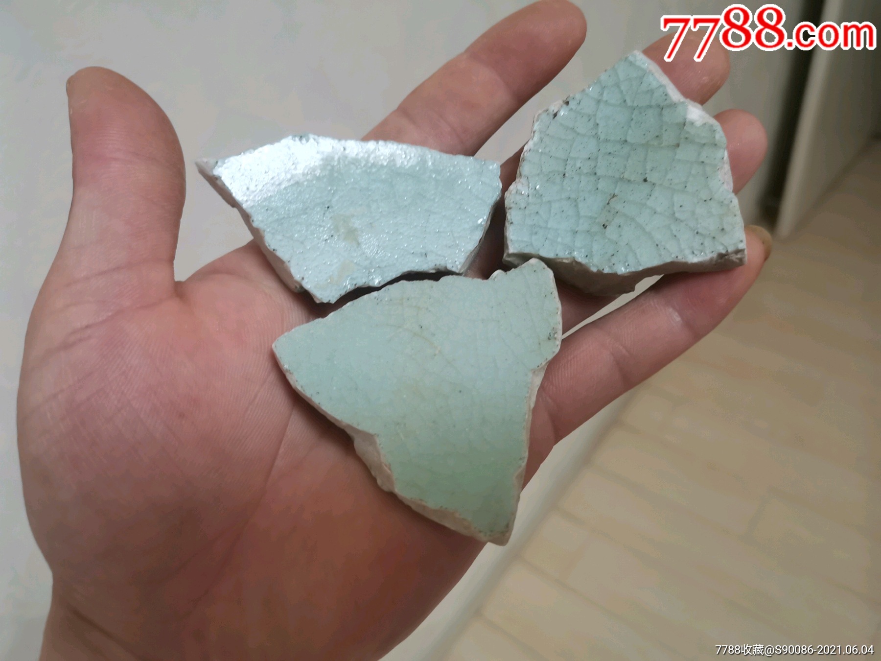 一组康熙郎窑绿瓷片标本