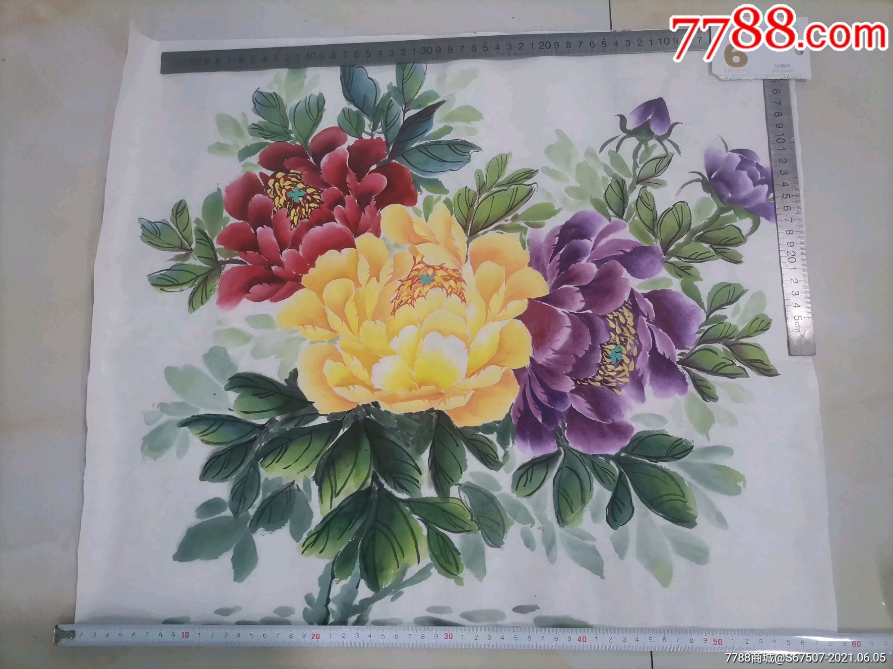 手绘牡丹花6号_水粉/水彩原画_第1张_7788字画网