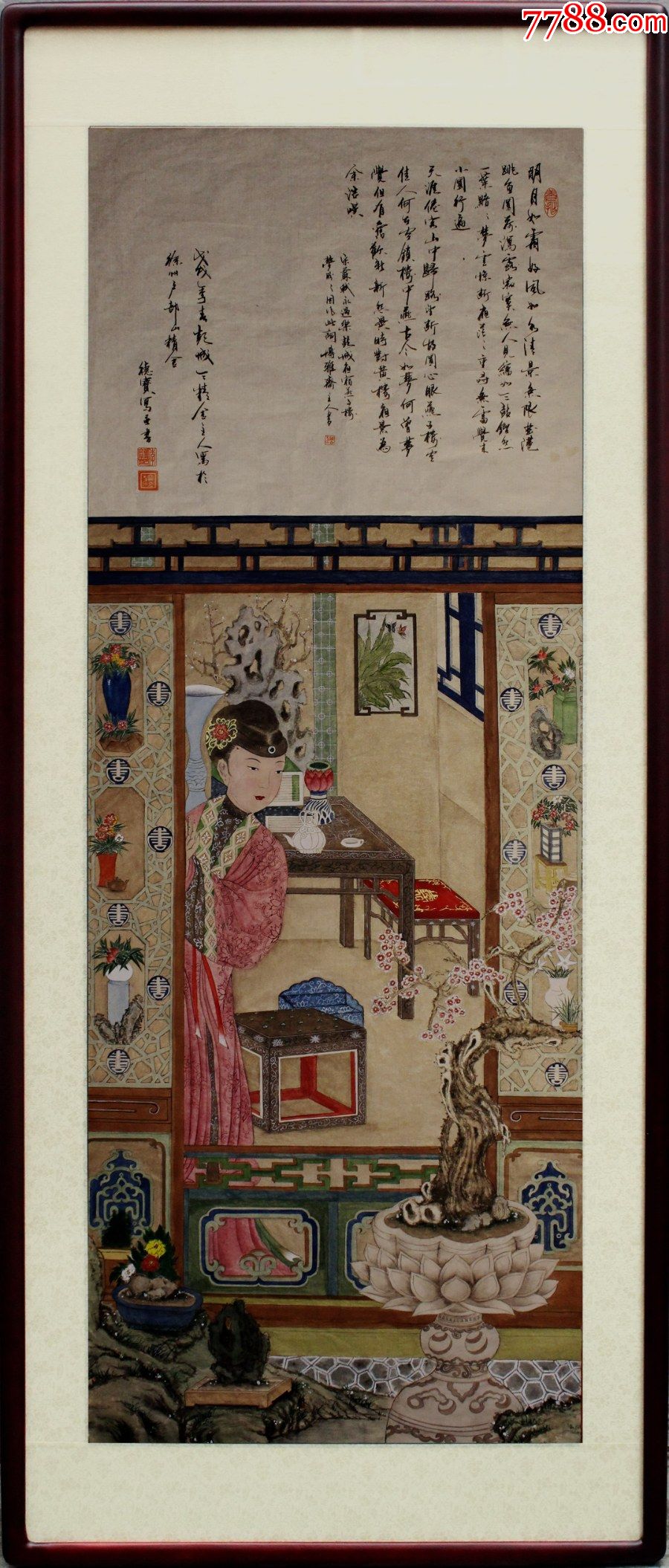 中国传统工笔画女子图精品工笔画国画居家收藏精品定制工笔