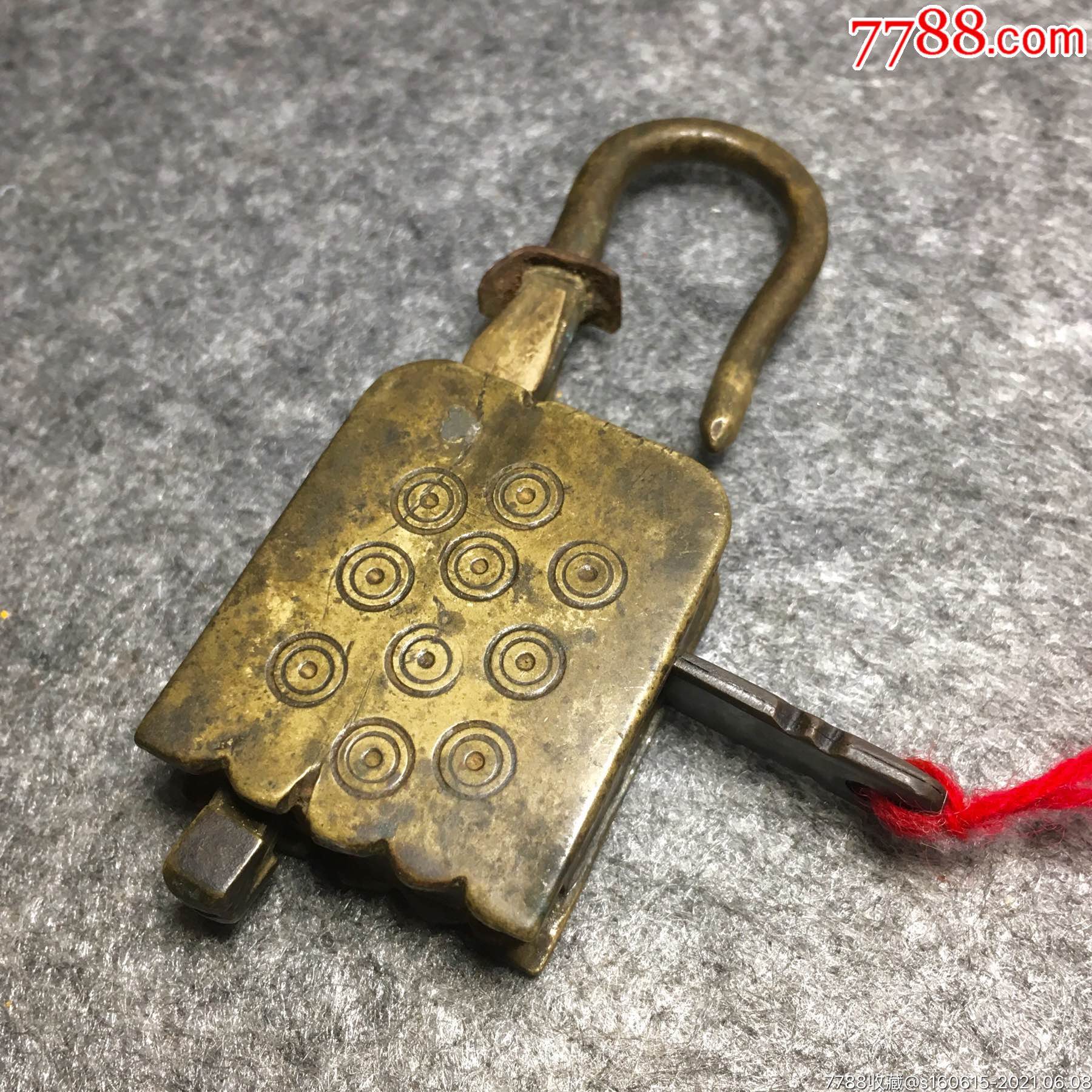 清代老铜锁异形特殊咒点老铜锁古锁中原一带的老柜门锁杂件老物件
