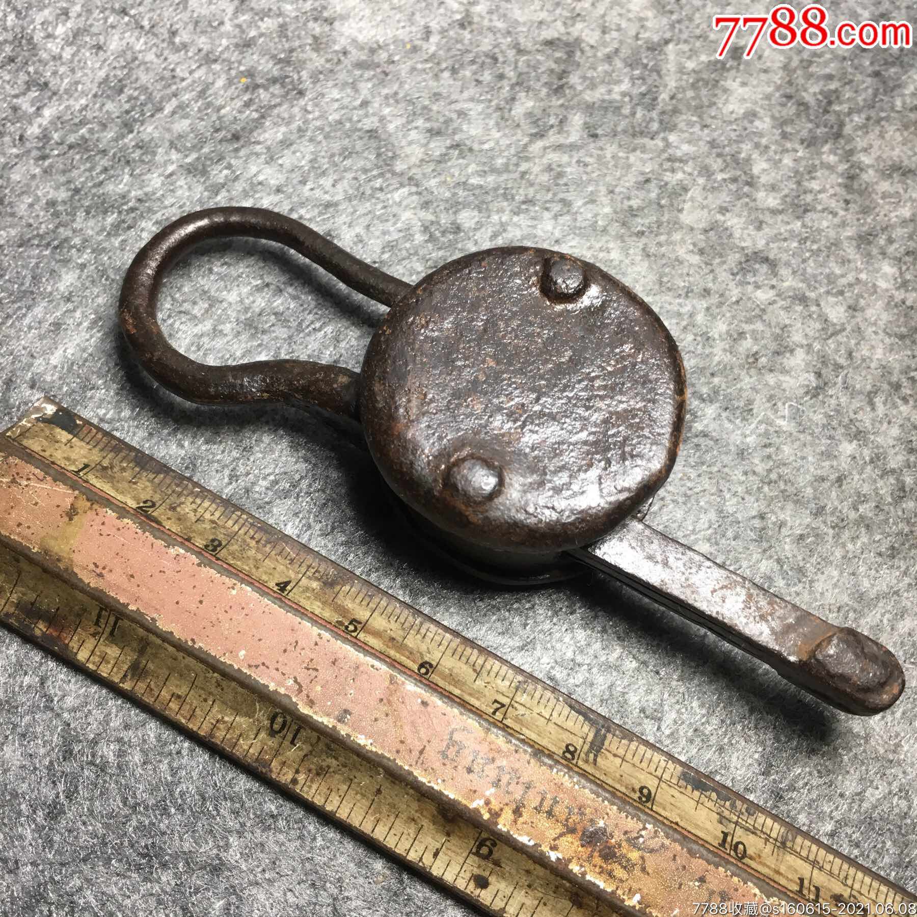 清代圆形老铁锁中式古代铁艺老铁锁传世包浆老铁锁铜锁收藏