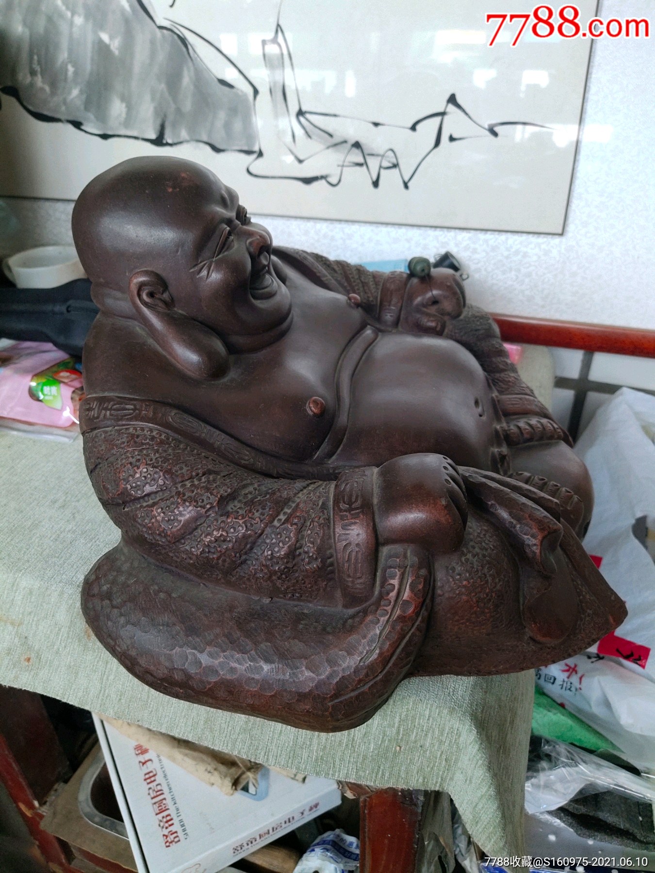 漂亮大个弥勒佛紫砂像,王春华款,34*27*22cm