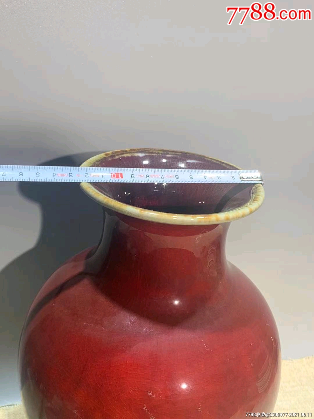 清代乾隆朱砂赏瓶_红釉瓷_收藏价格_鉴定交易_7788