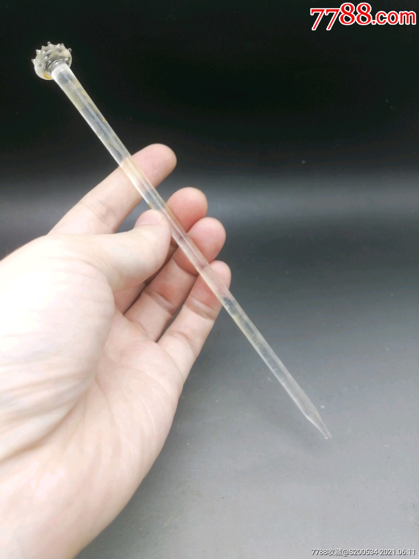 古玩收藏古董琉璃簪子杂件礼品升值宋代极美宋代白琉璃簪子一只,器型