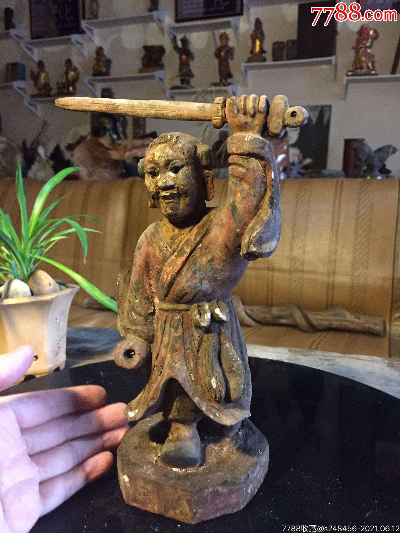 老木雕神像造像佛像古玩清代摆设雕摆件木器雕塑艺术古物详细如图