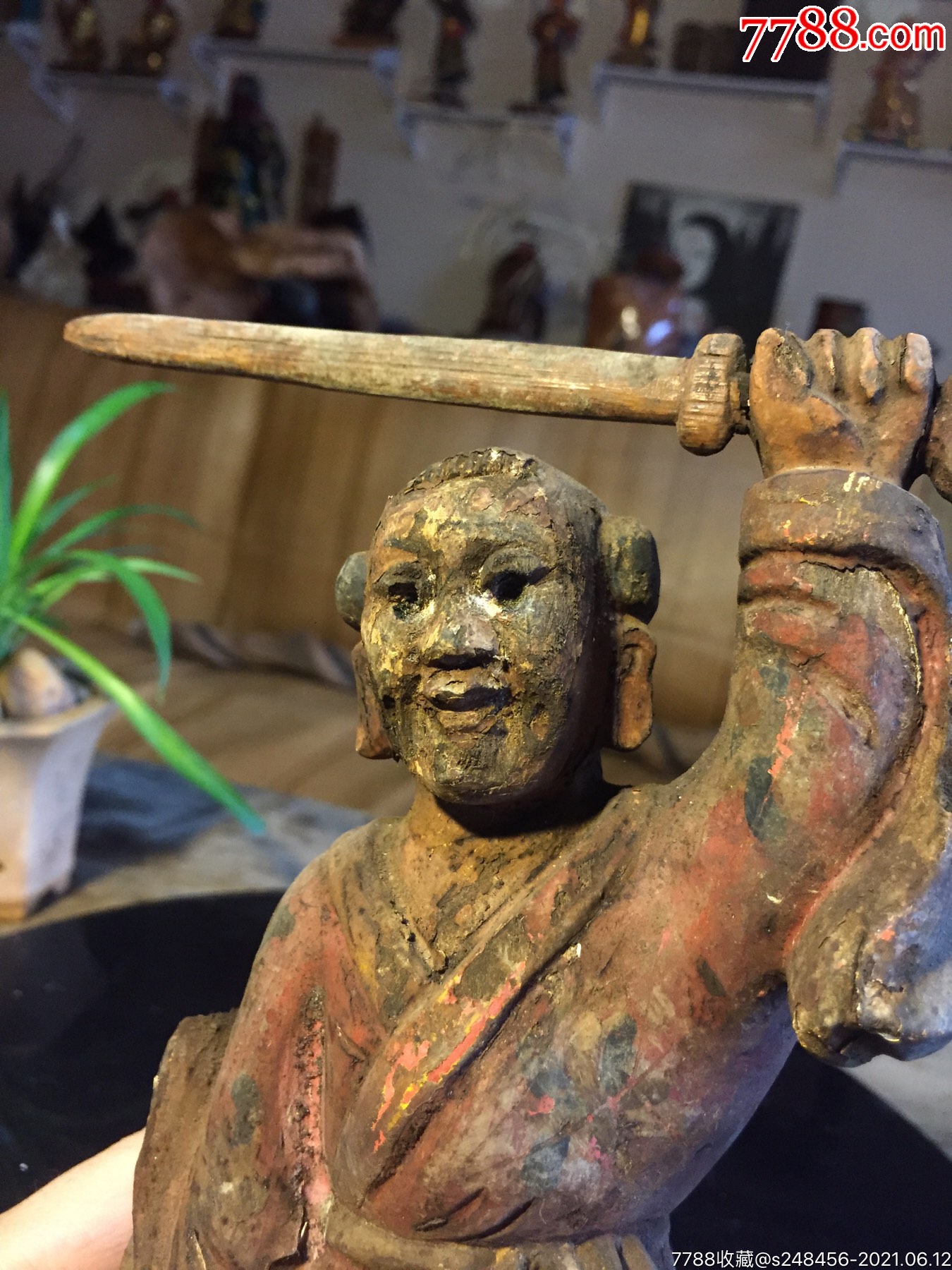 老木雕神像造像佛像古玩清代摆设雕摆件木器雕塑艺术古物详细如图