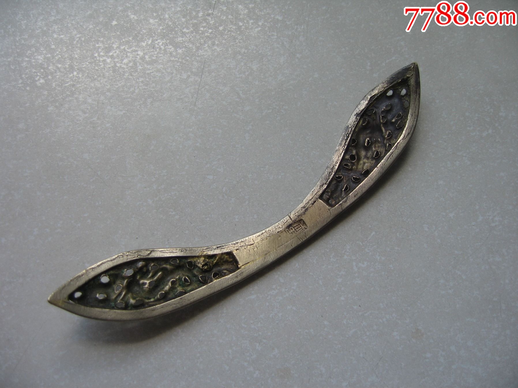 清代龙饰镂空银发簪,发钗