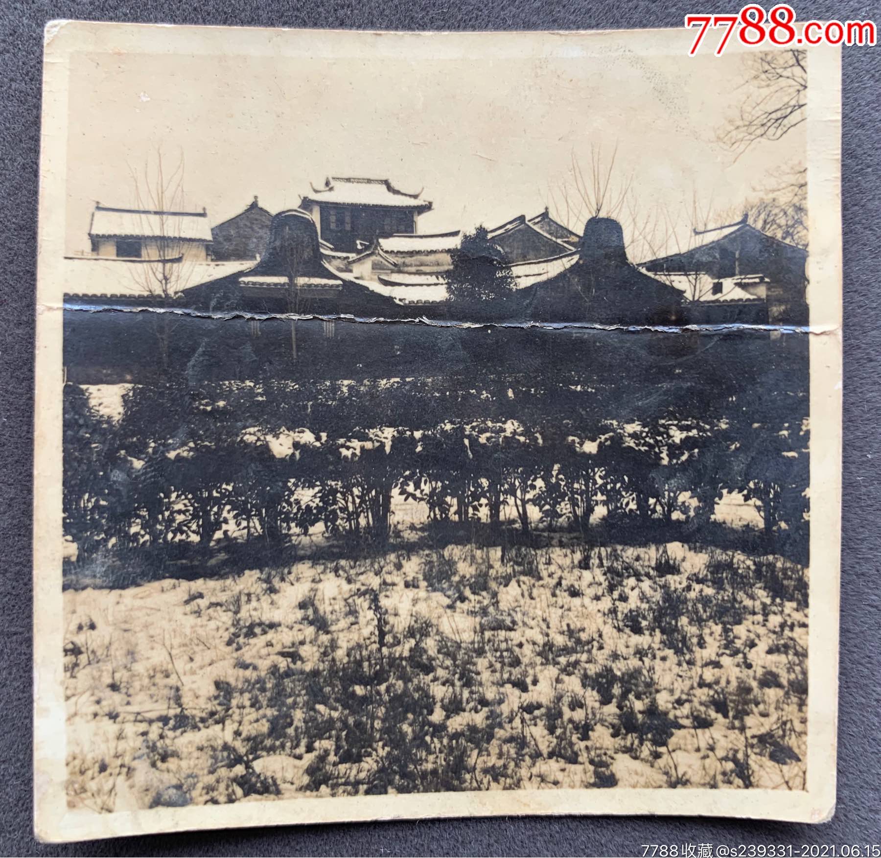 嘉定旧影民国时期上海嘉定地区古建筑群风景泛银老照片一枚