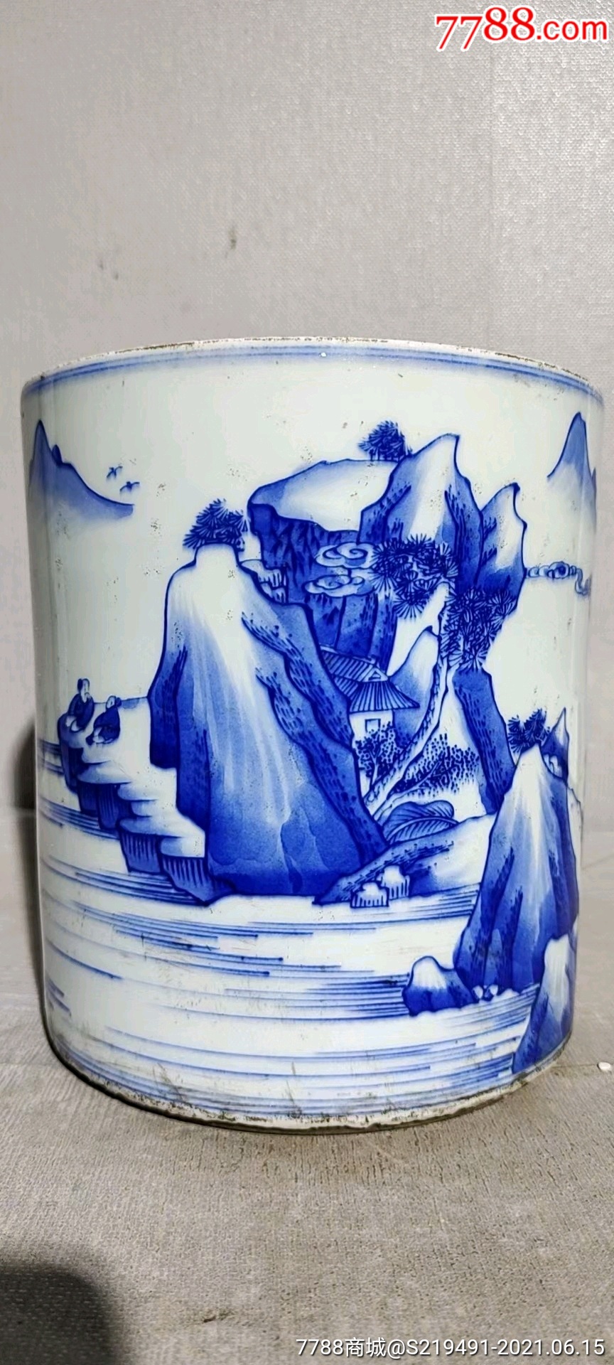 清代青花山水人物大笔筒_价格1500元_第1张_7788收藏__收藏热线