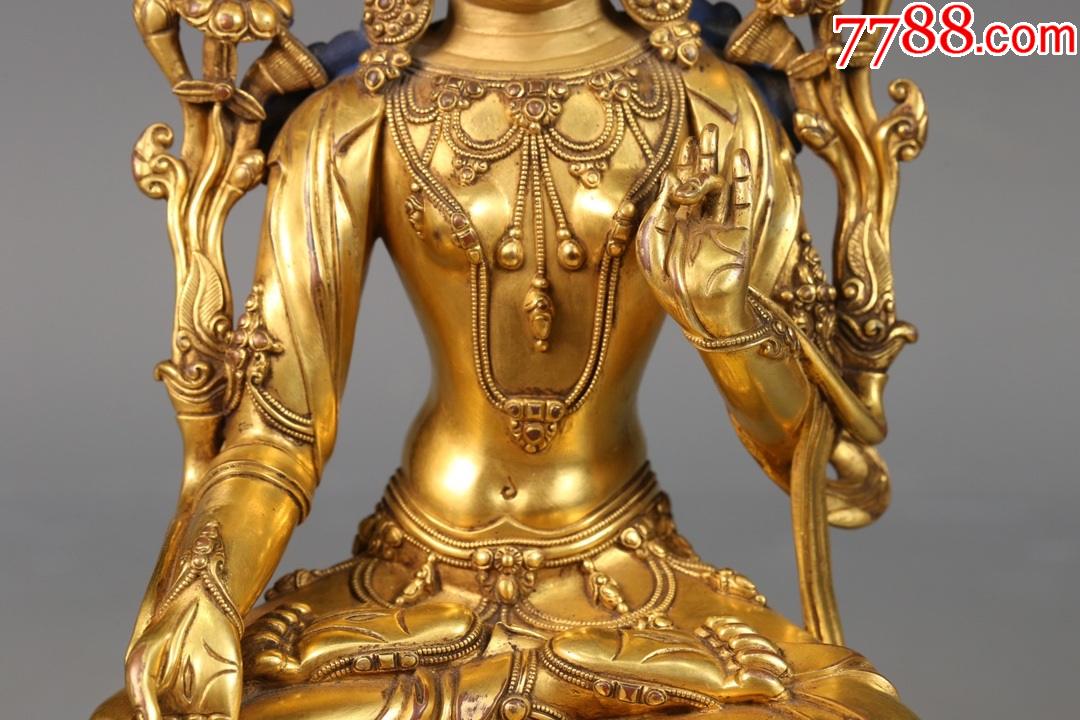 清早期铜鎏金白度母像
