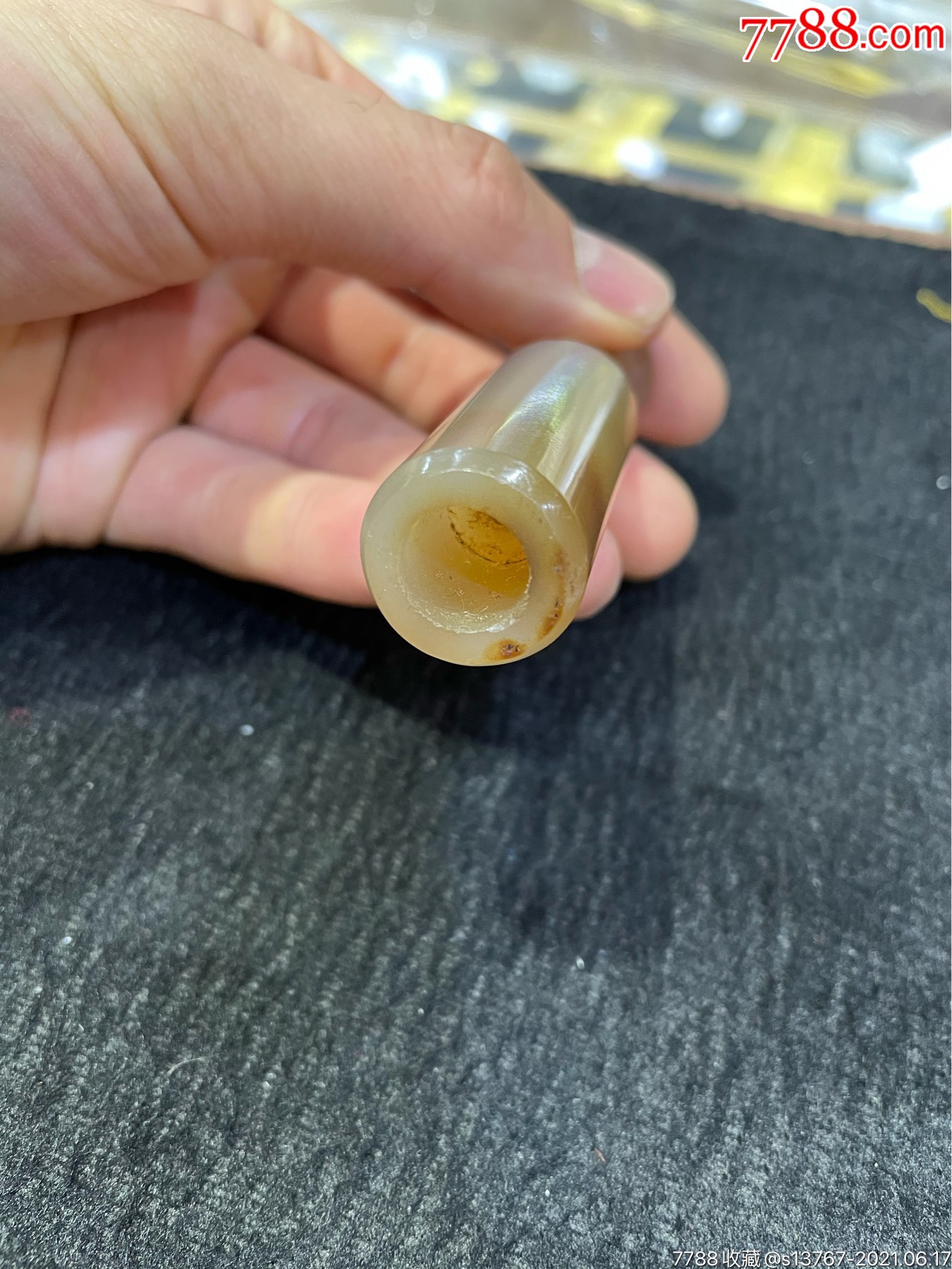 清代老玛瑙烟嘴超大的冰糖玛瑙品相好稀少