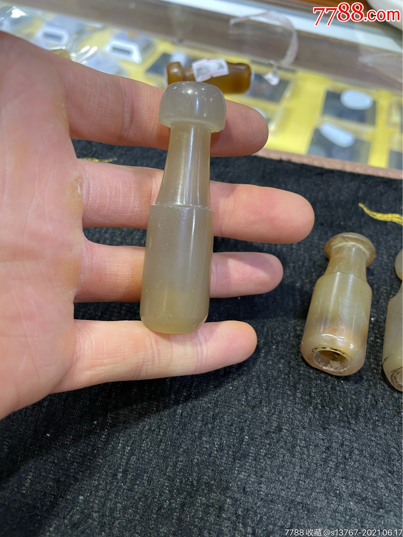 清代老玛瑙烟嘴超大的冰糖玛瑙品相好稀少