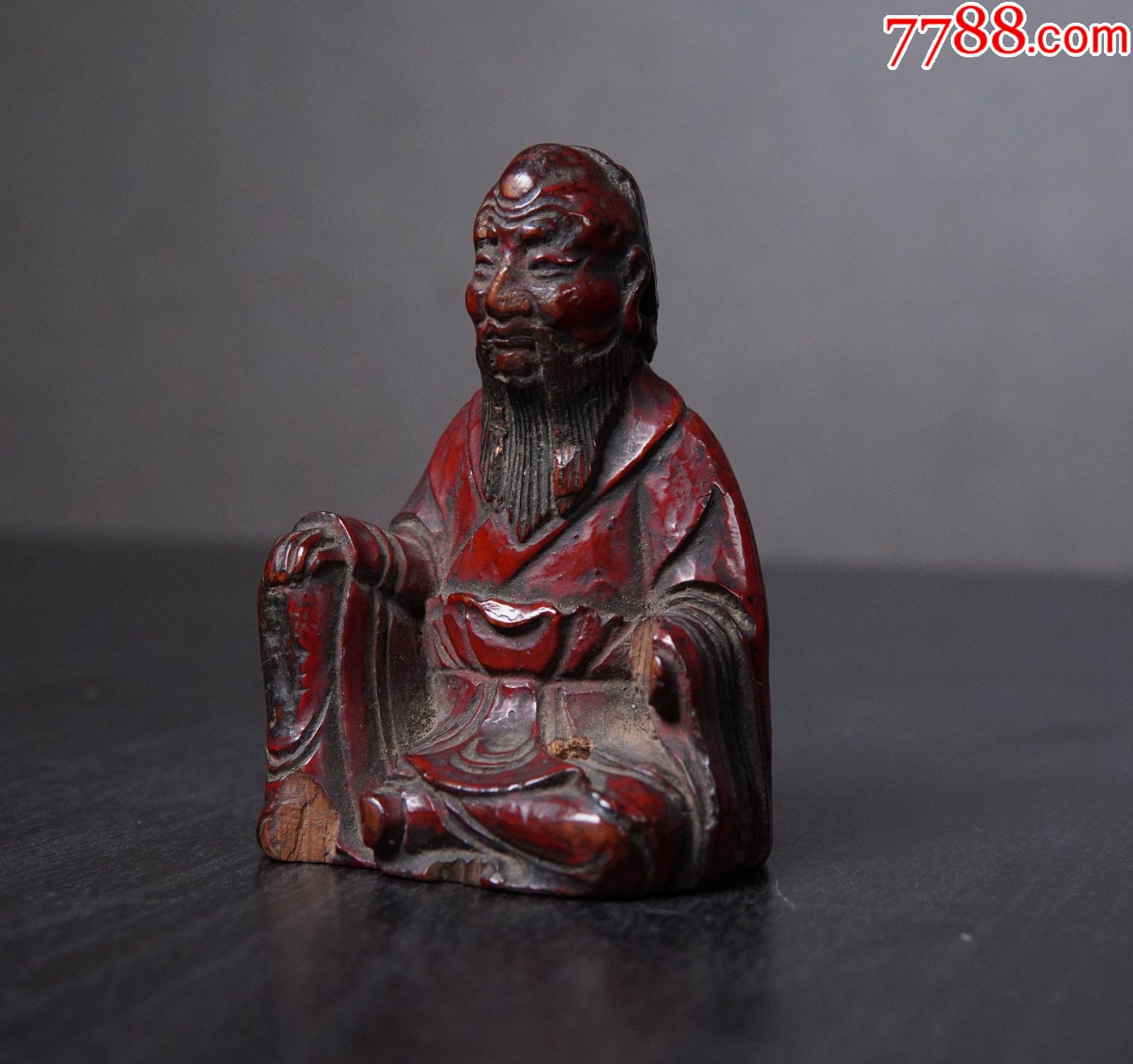 清代木雕老子坐像雕像道教精品木雕佛像
