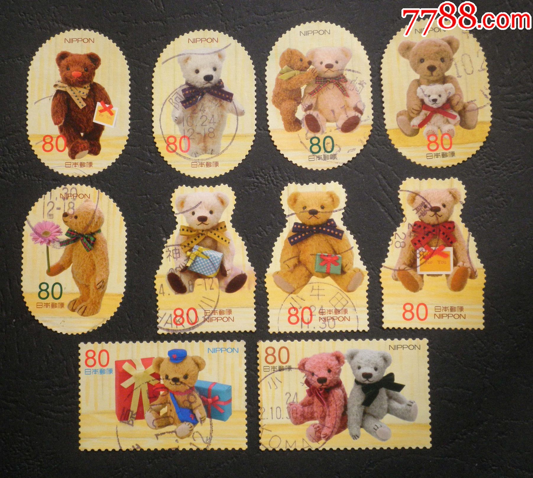 日本信销邮票2012年卡通邮票泰迪熊异形邮票10全g62