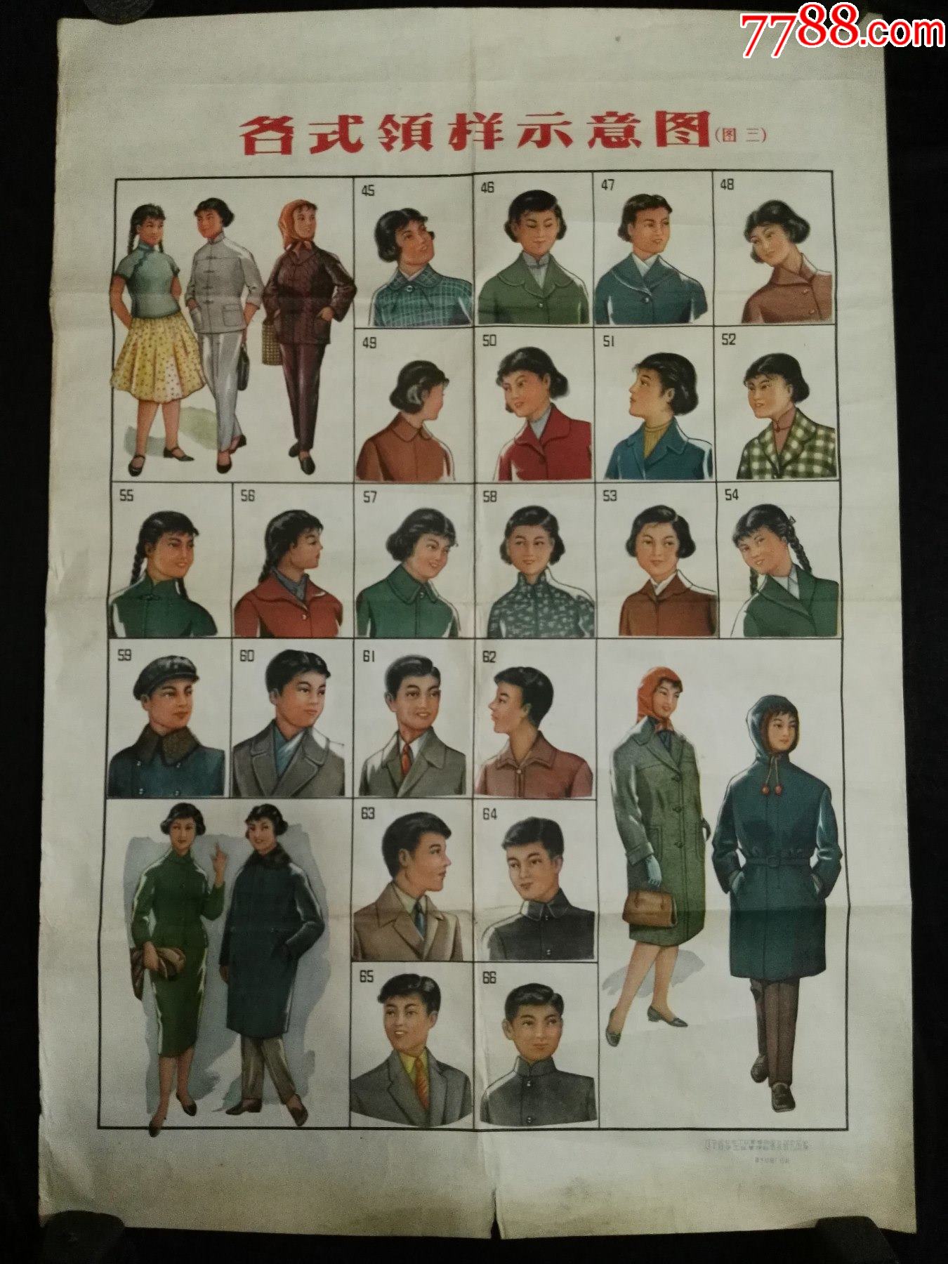 50年代辽宁省公社工业管理局手工业管理局服装研究所编美女各式领样