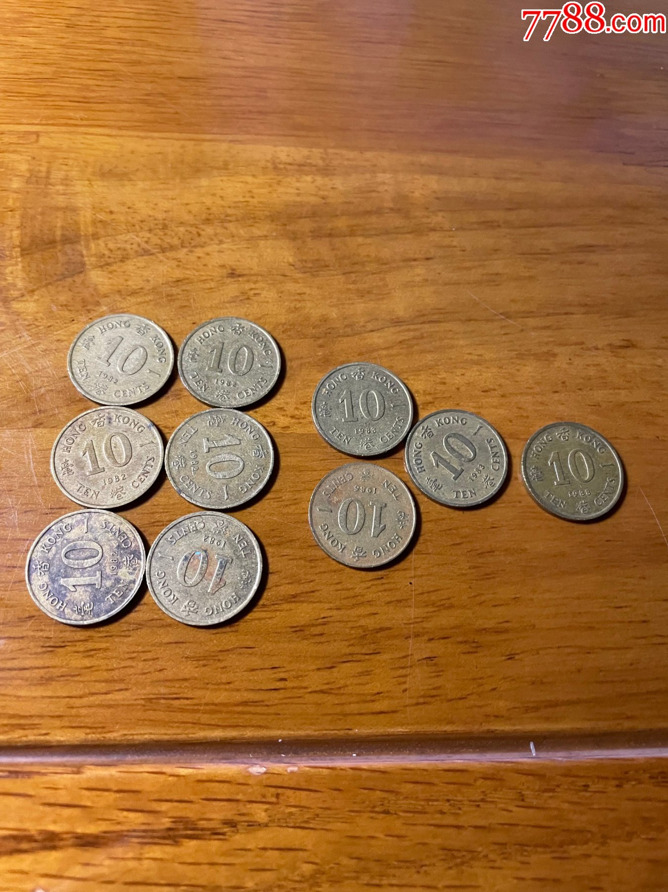 1982,1985,1988年10毫港元硬币