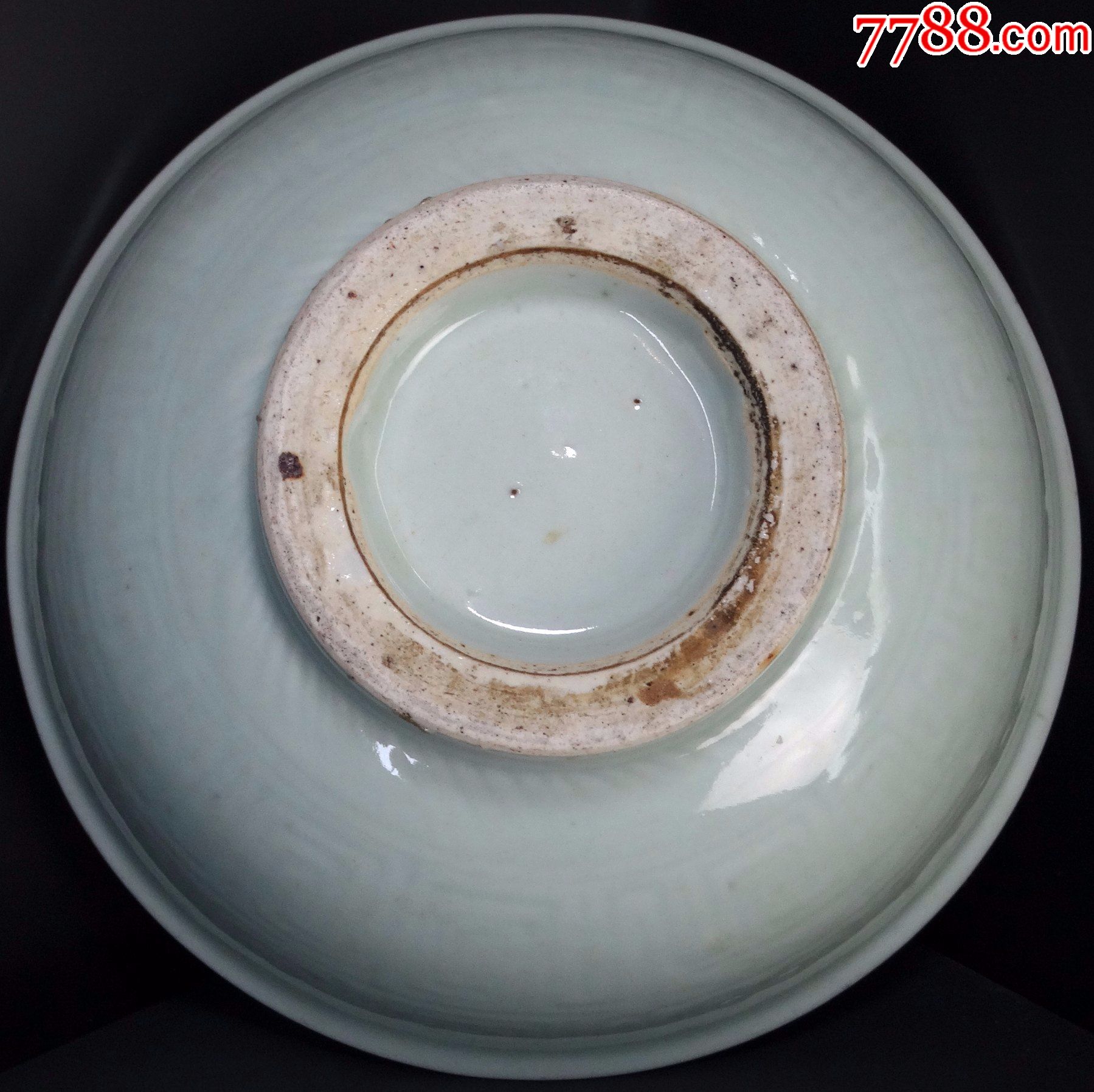 2230古玩古董老货真品瓶盘包鉴定清代乾隆暗刻花回纹青釉硕大碗海碗