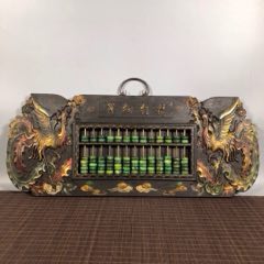 木胎彩绘漆器凤凰来仪图案玉珠乔记账房挂屏算盘,长65厘米,宽31厘米