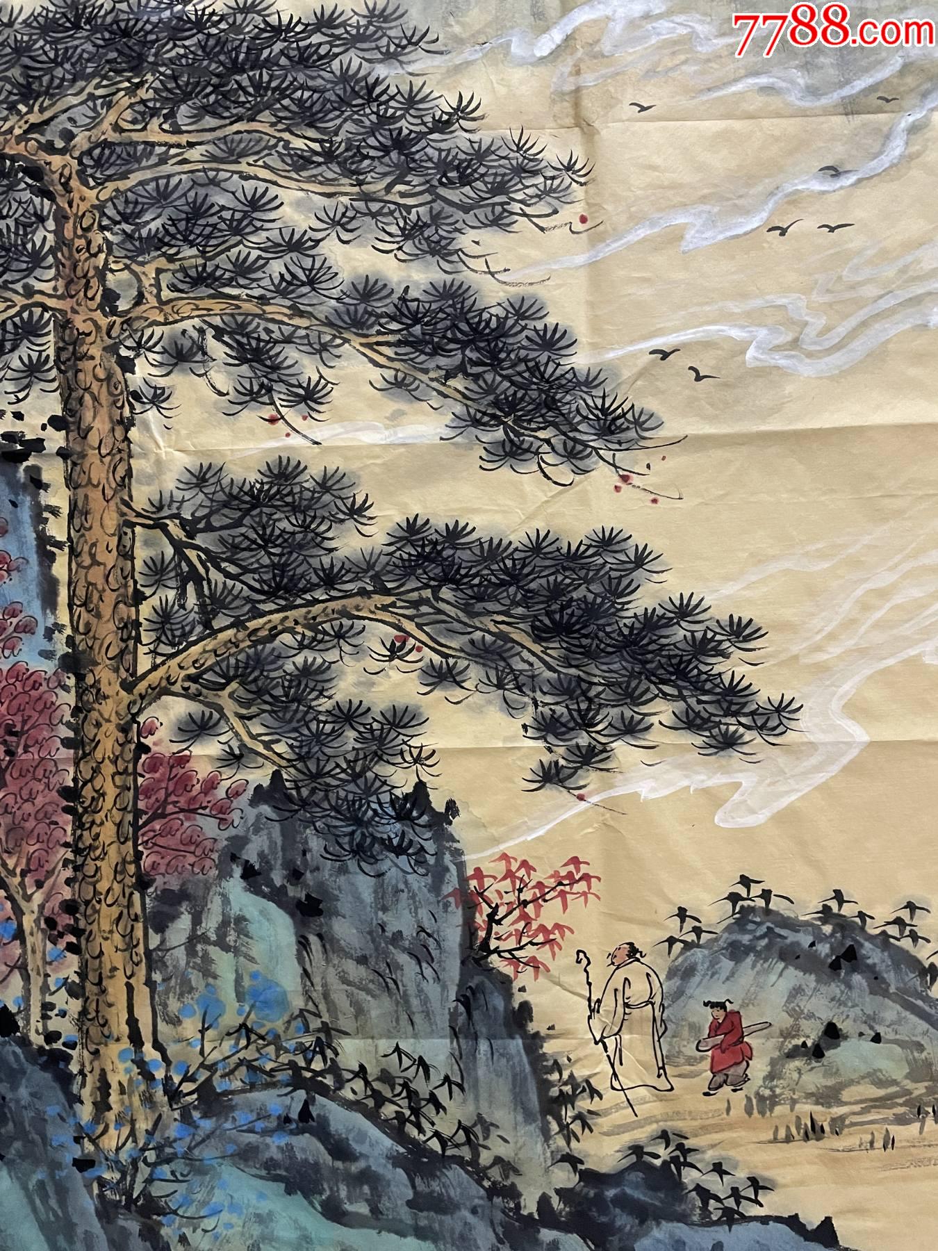 保真】王安定河南省美术家协会会员中堂彩墨山水画22《松山清音图》