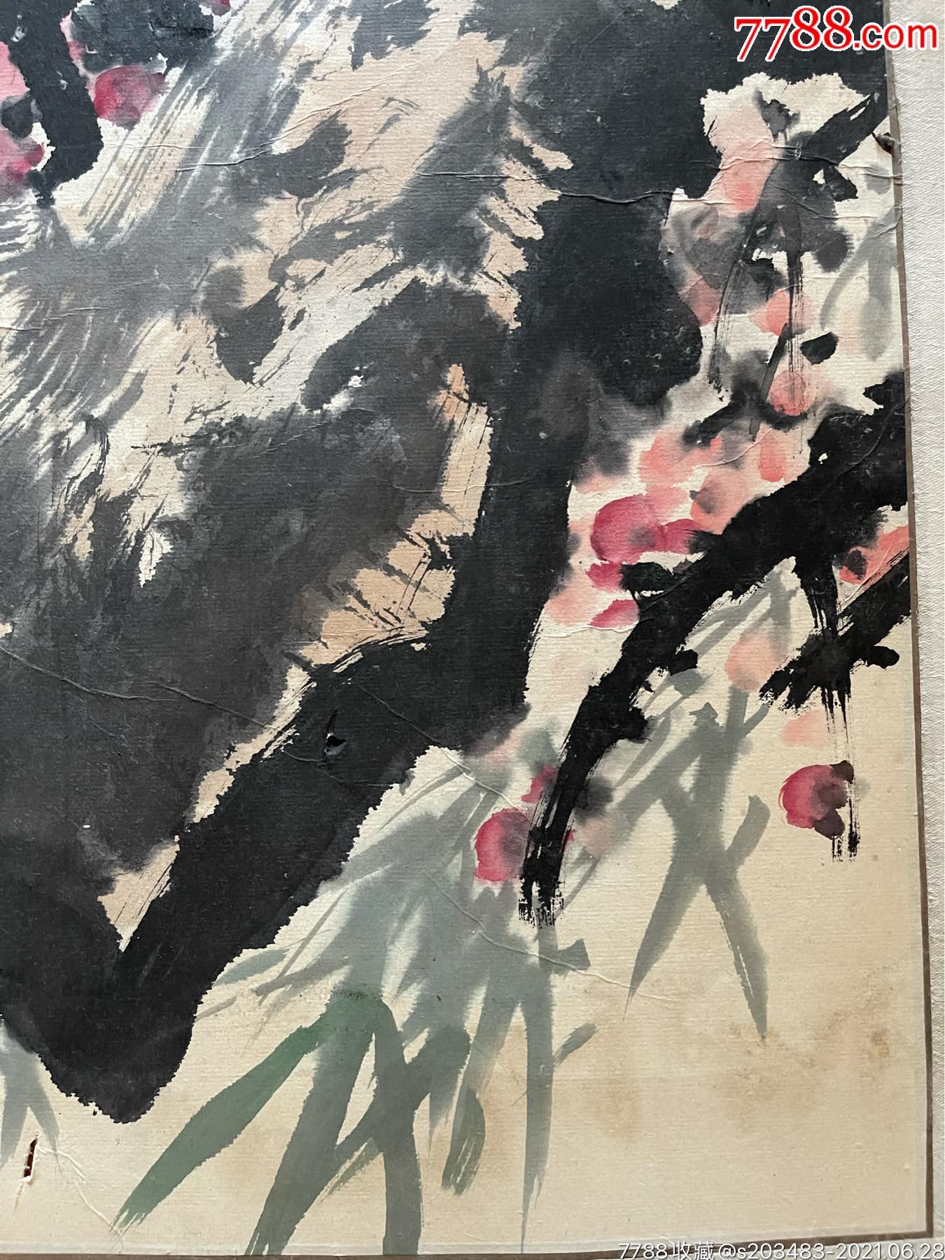 山东著名画家杜西海杜希海纯手工手绘花卉字画国画斗方作品发货不带框