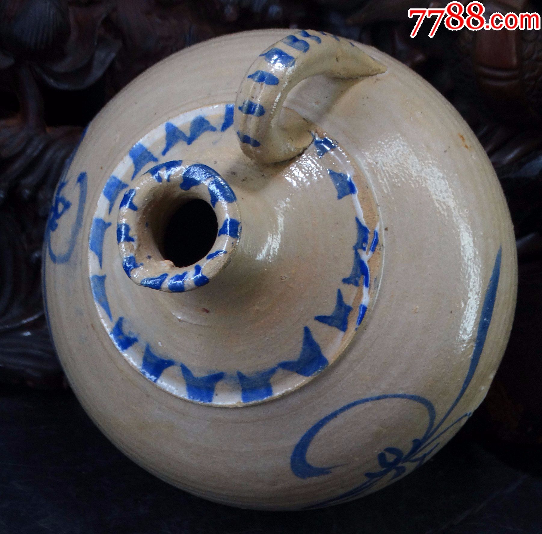 清代晚期手绘青花大执壶酒壶包老包真_青花瓷_图片欣赏_收藏价格_7788