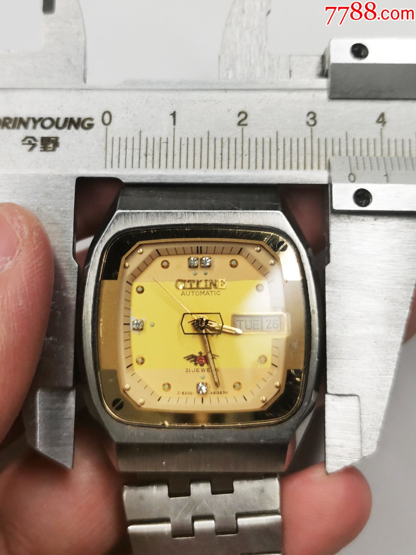 库存正品老款日本西铁城自动机械表方表男腕表中古老手表