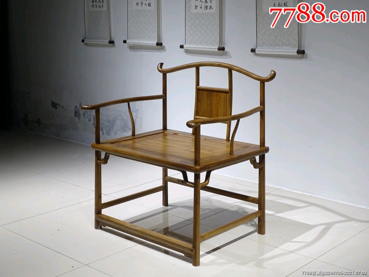 禅椅,明代制式,品相形体优美曲线都是一流,楠木,尺寸座面长80/宽60_木