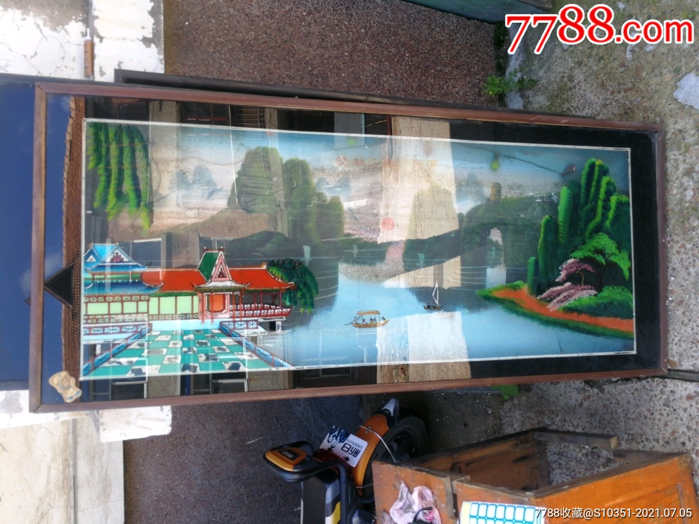 大型玻璃画桂林山水甲天下143厘米x63厘米
