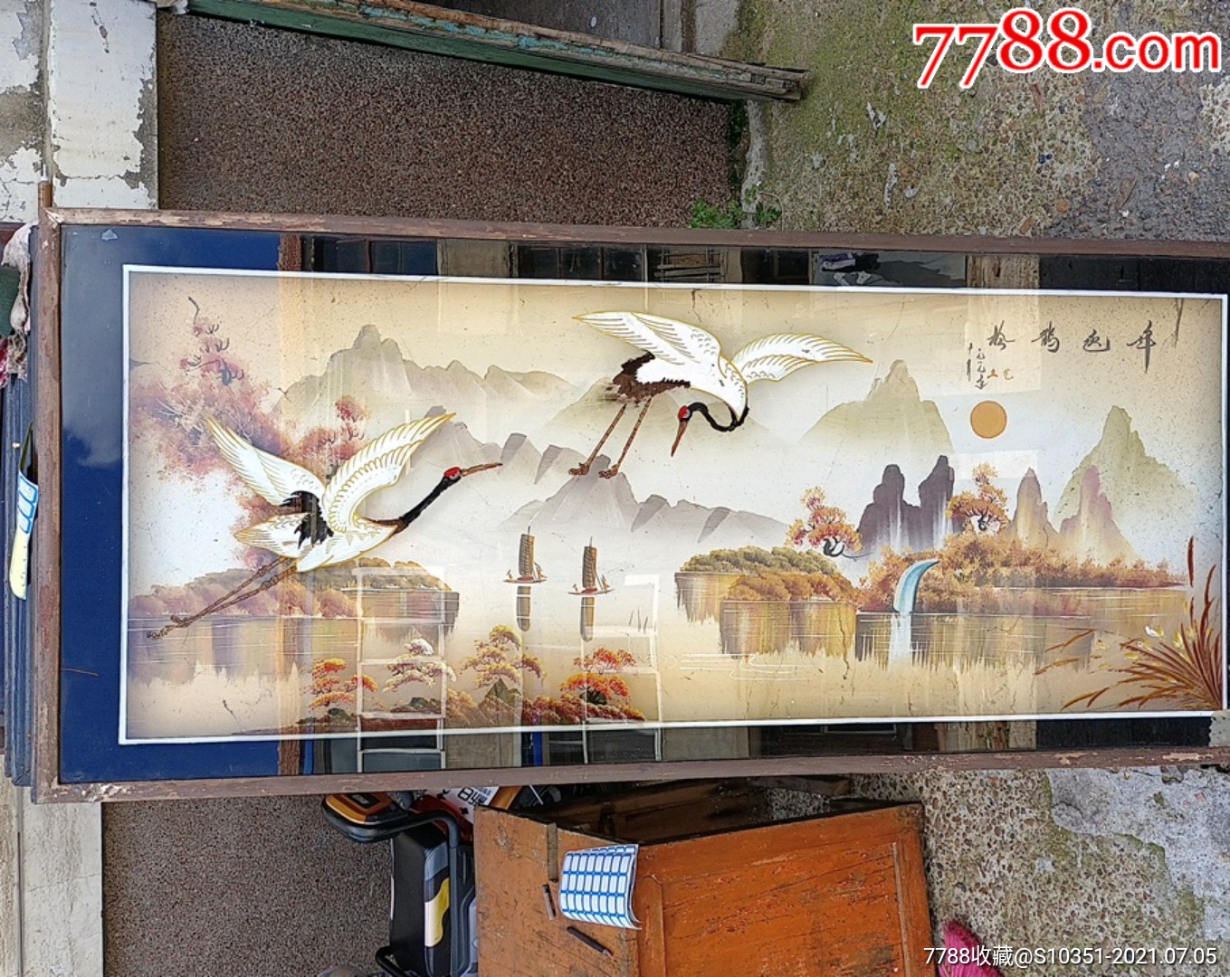 大型玻璃画松鹤延年143厘米x625厘米