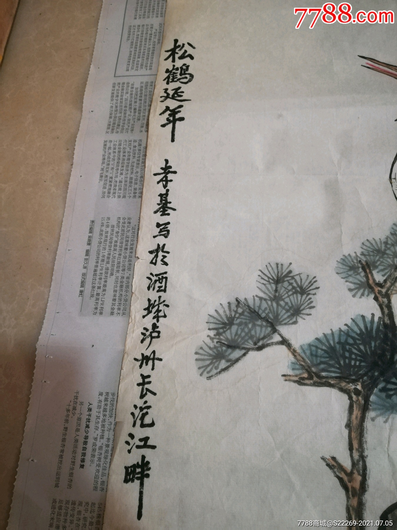 著名书画家泸州张孝基画------松鹤延年,45----68厘米_山水国画原作