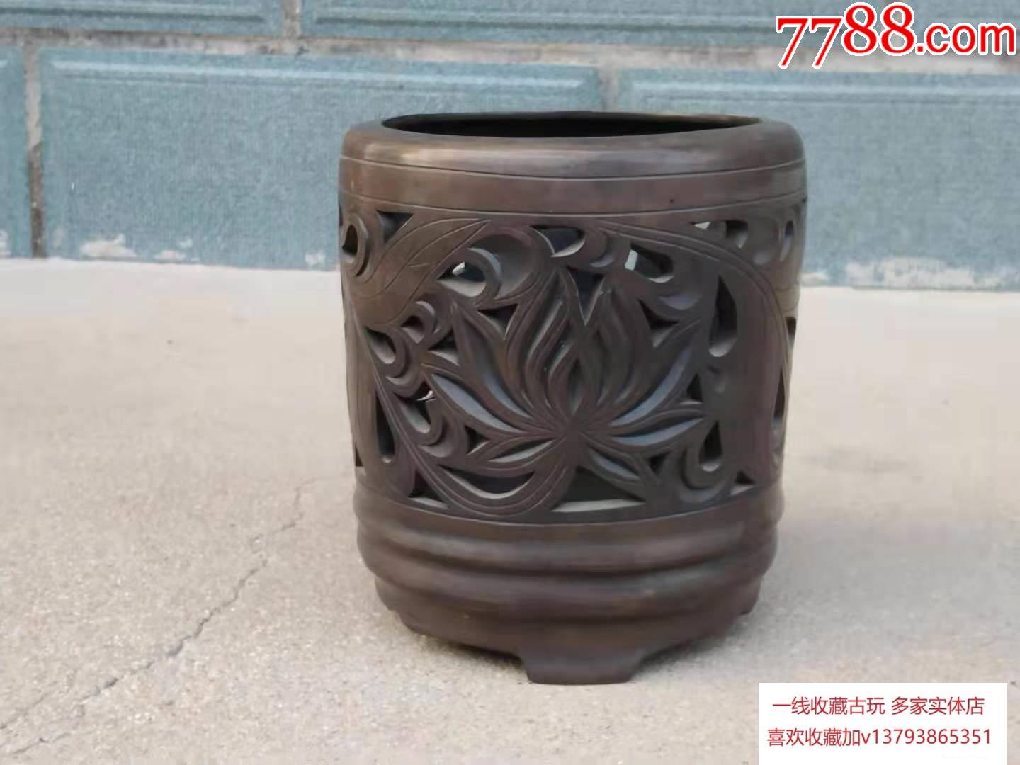 老紫砂笔筒一个保存完好全品!