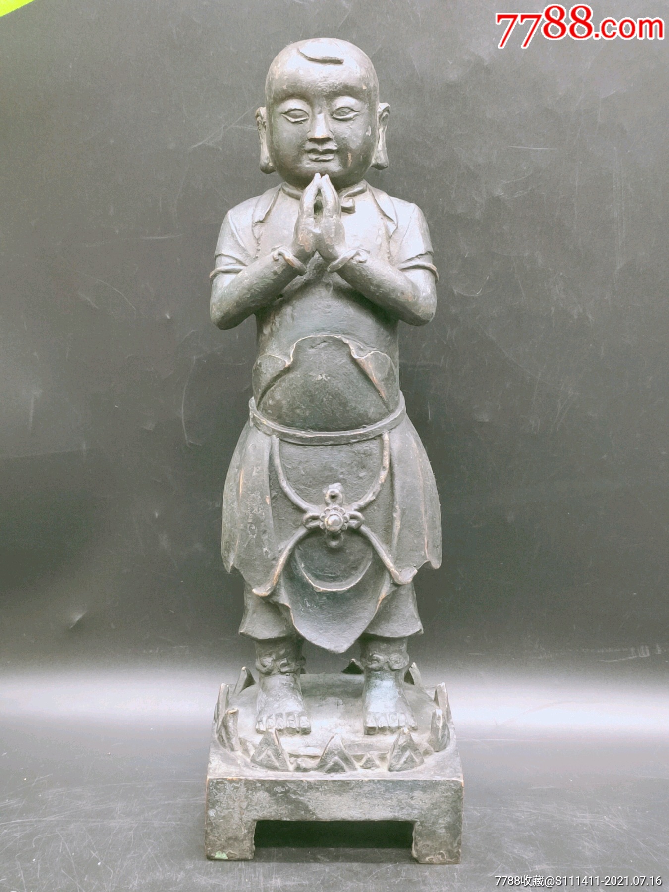 明代板凳铜佛像善财童子