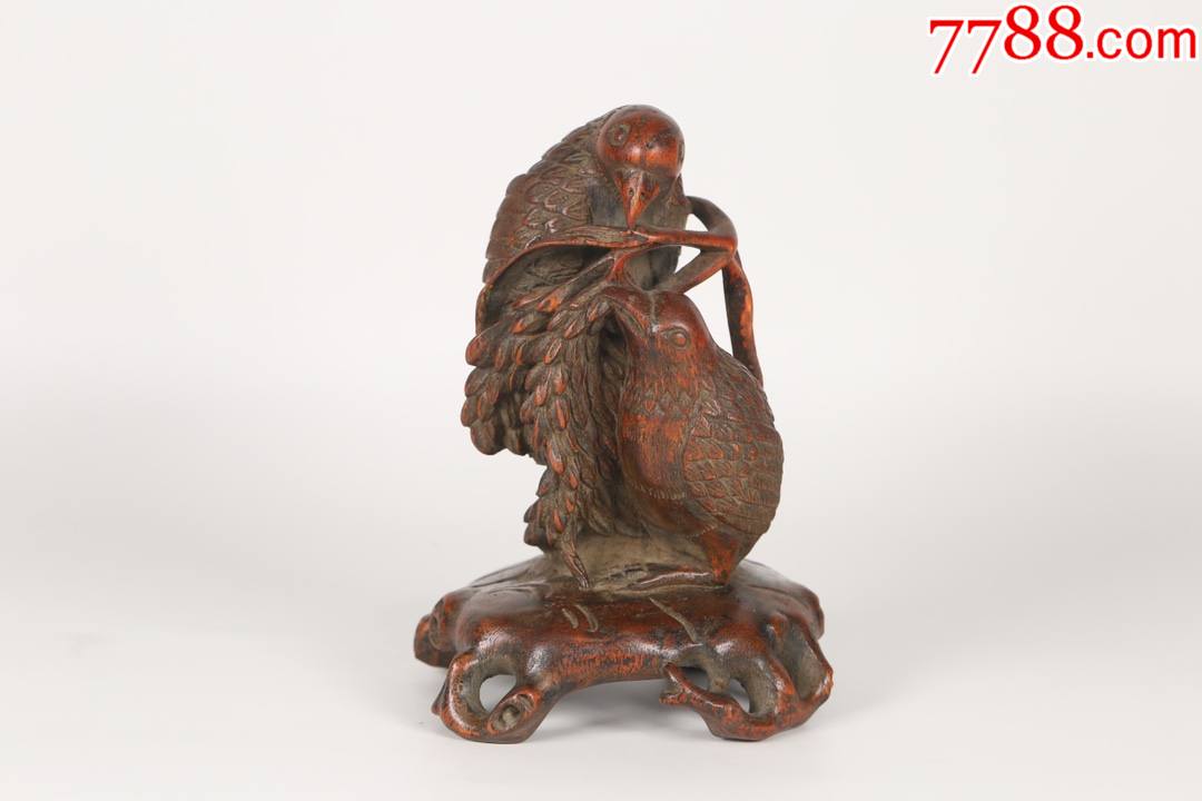 精品老黄杨木鹌鹑摆件