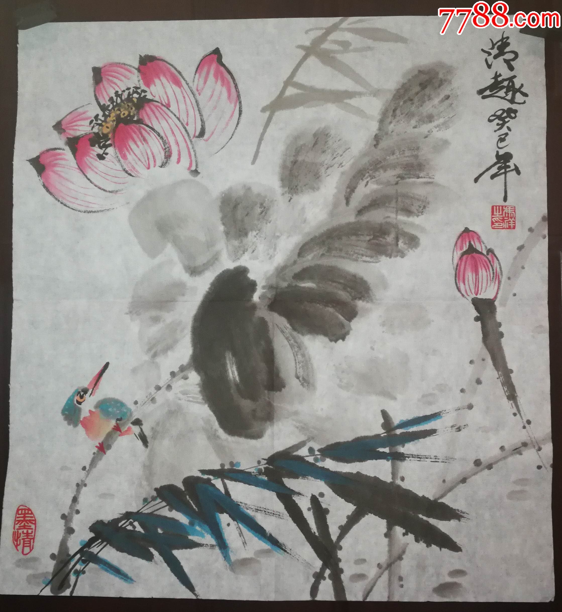 当代花鸟画名家冯祥老师手绘花鸟作品(画片4)尺寸49公分×45公分