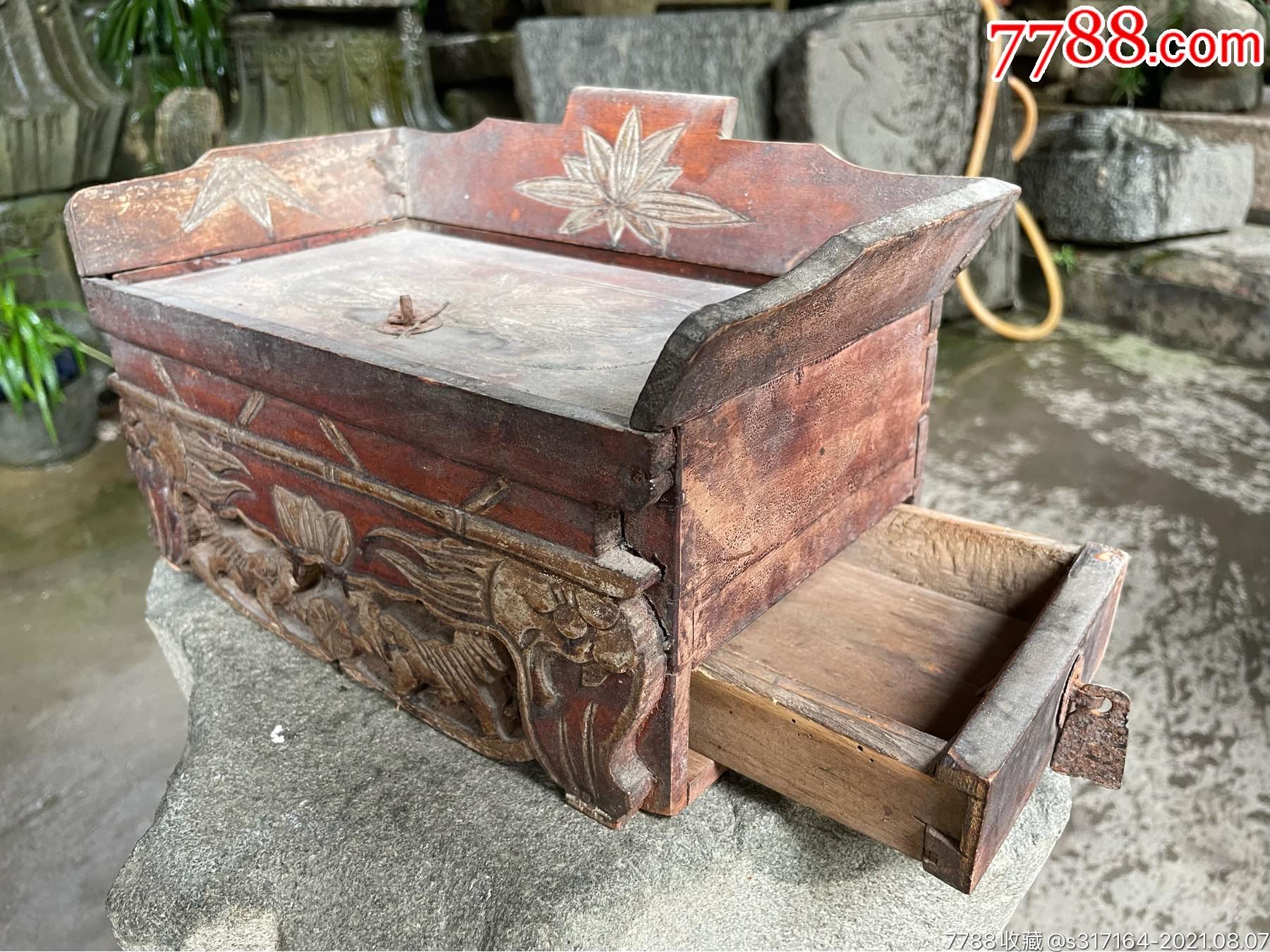 民俗收藏化妆盒收纳盒老木器老物件下乡嫁妆民俗收藏老物件尺寸见图