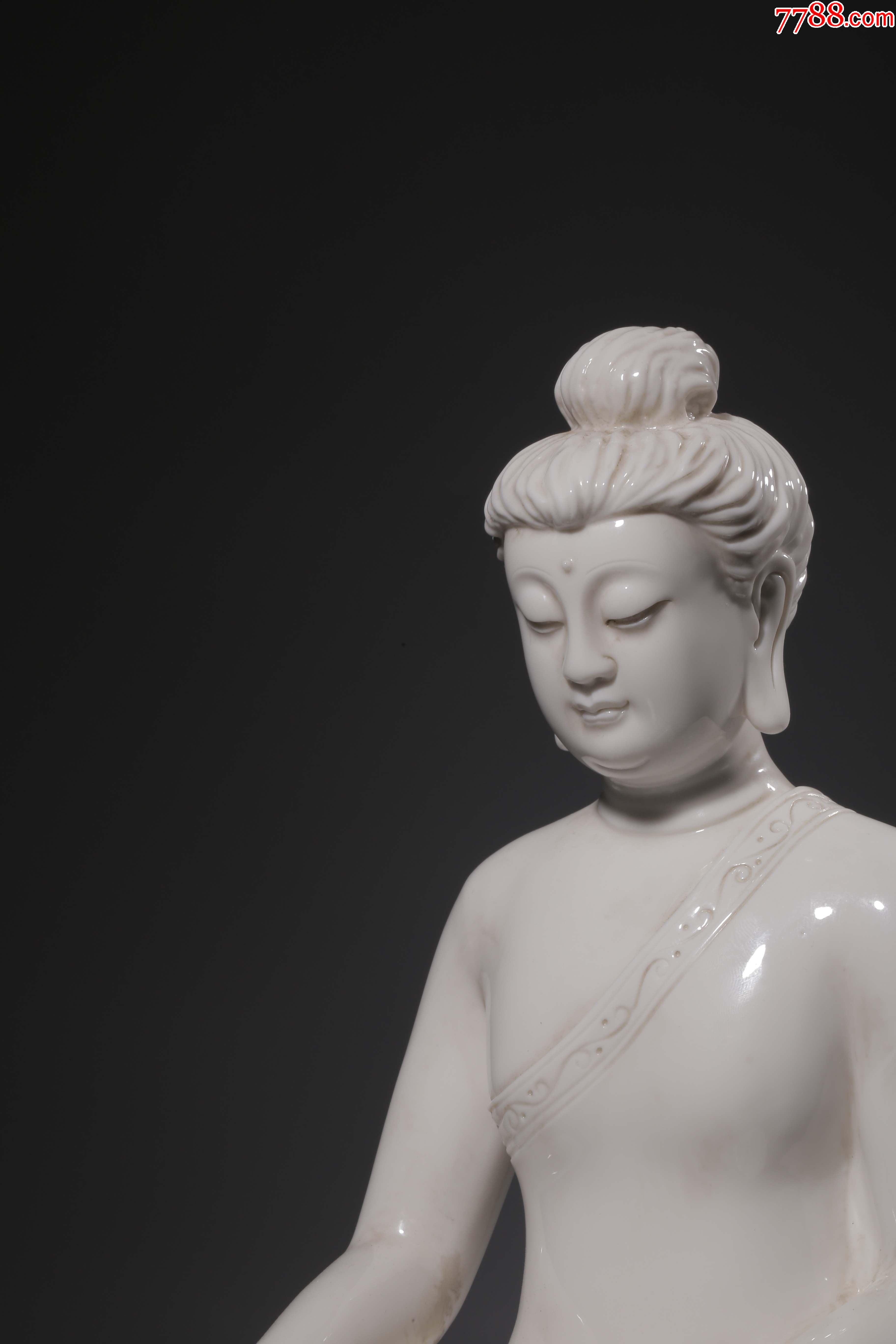 清"何朝宗"款德化白瓷释迦牟尼禅坐像-佛像/造像-7788