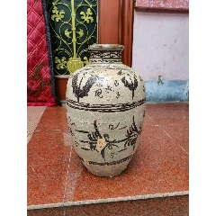 明代磁州窑带字酒缸