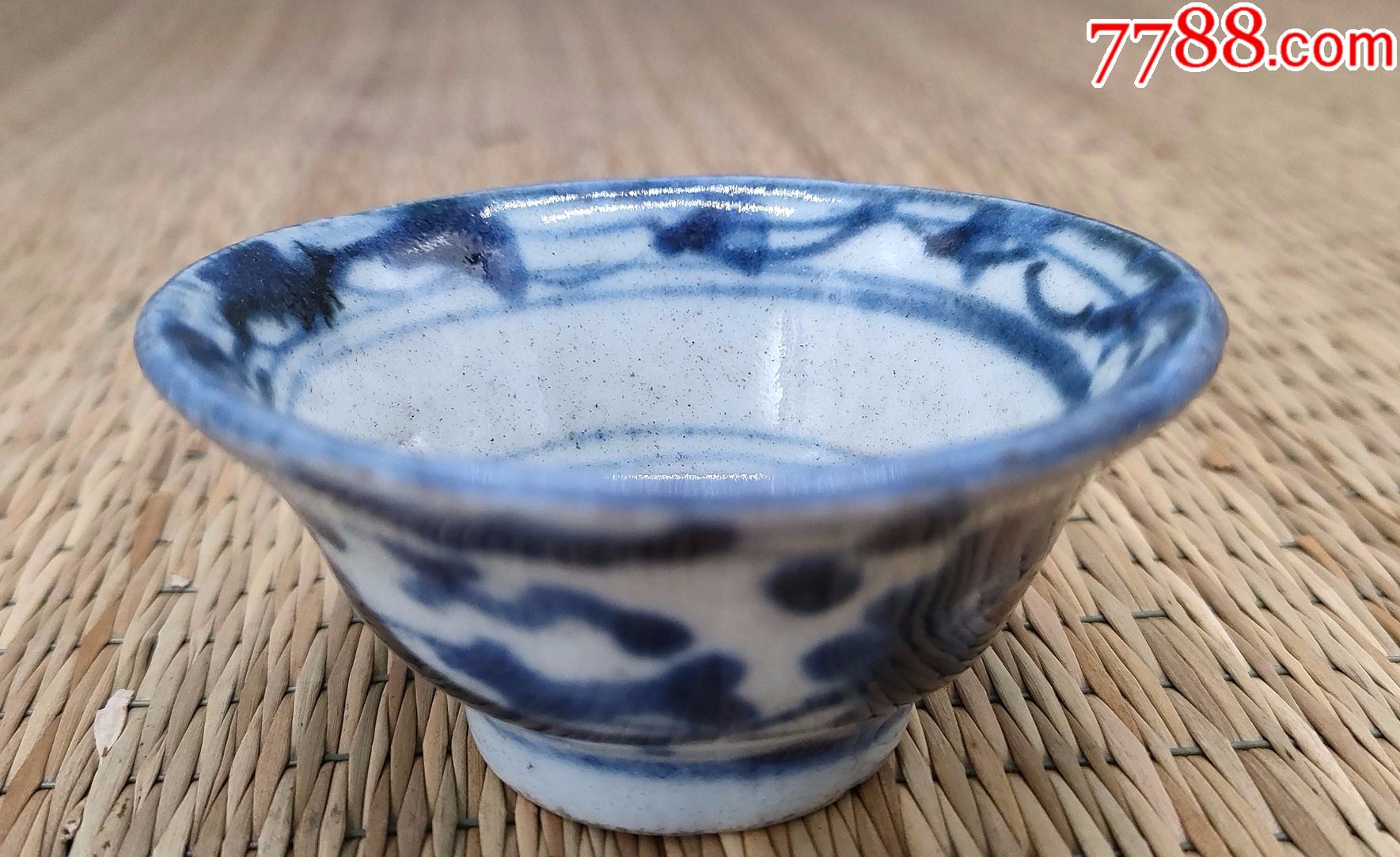 明代青花压手杯茶杯全美品