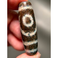  strong>藏传满朱砂两眼象雄天珠39.5*13.