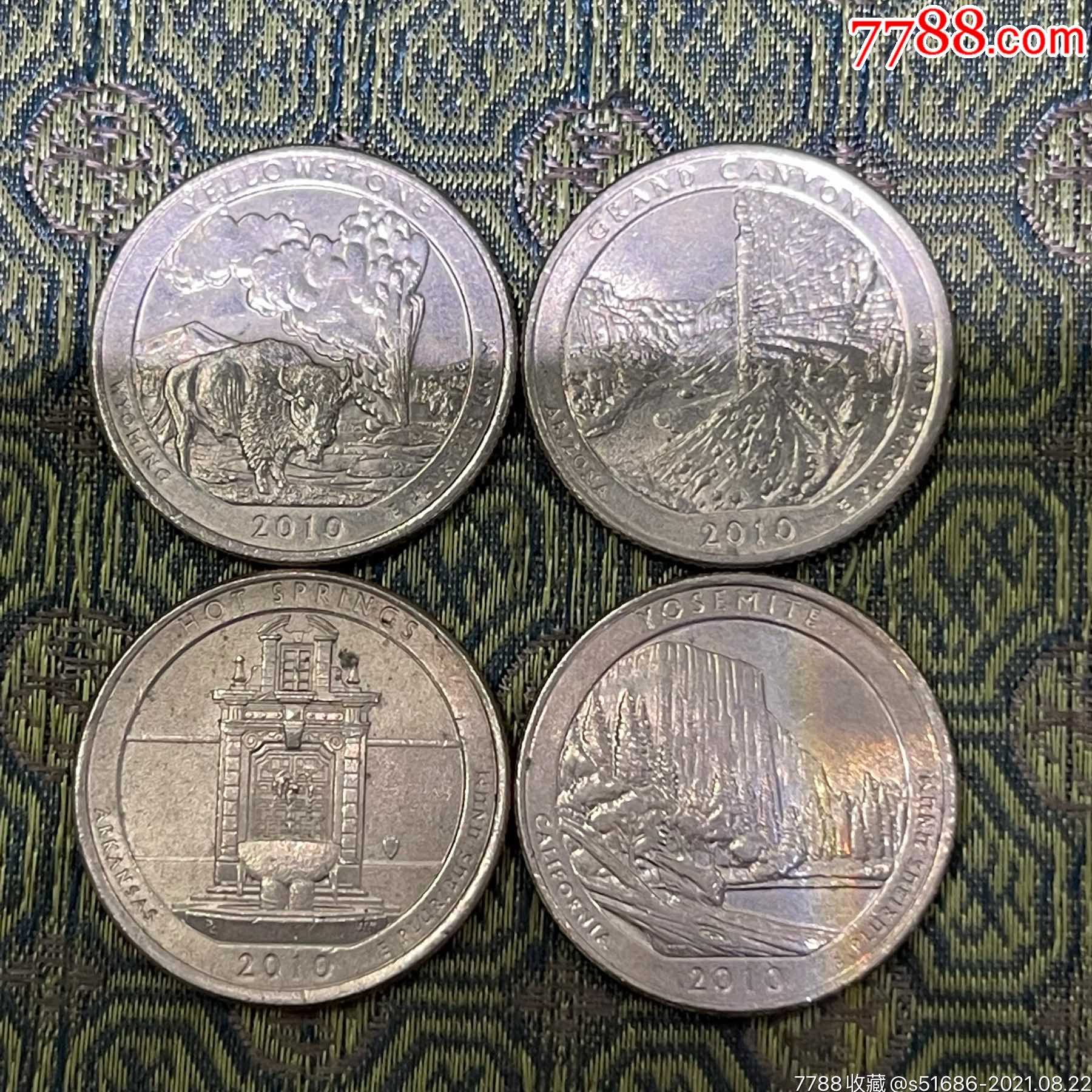 11年美国国家公园25美分纪念币4枚